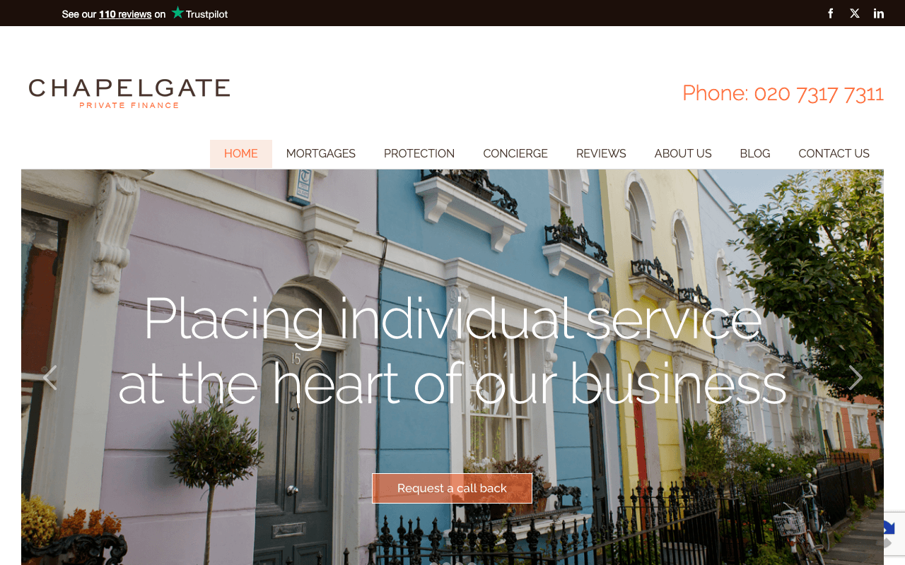 Chapelgate Private Finance website preview