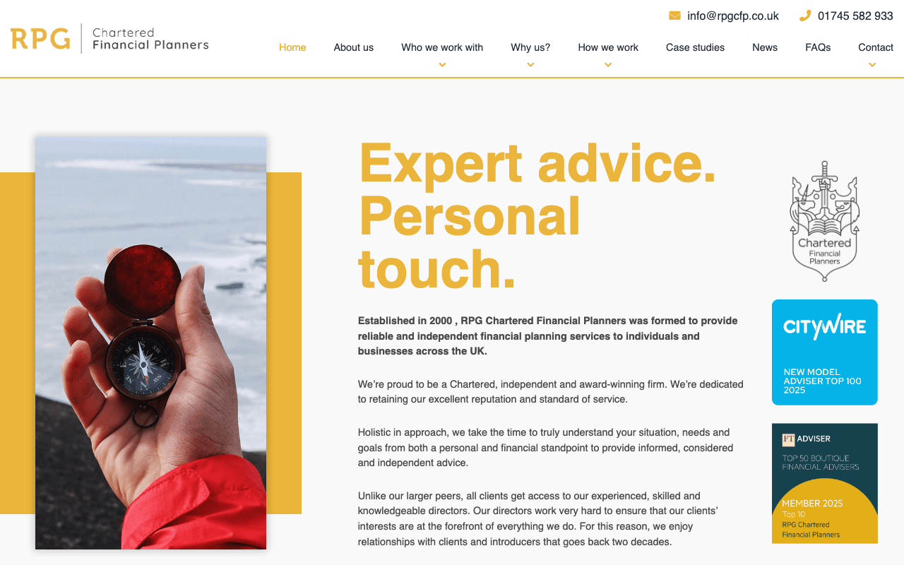 RPG Chartered Financial Planners website preview
