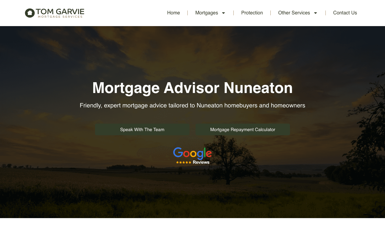 Tom Garvie Mortgage Services Nuneaton website preview