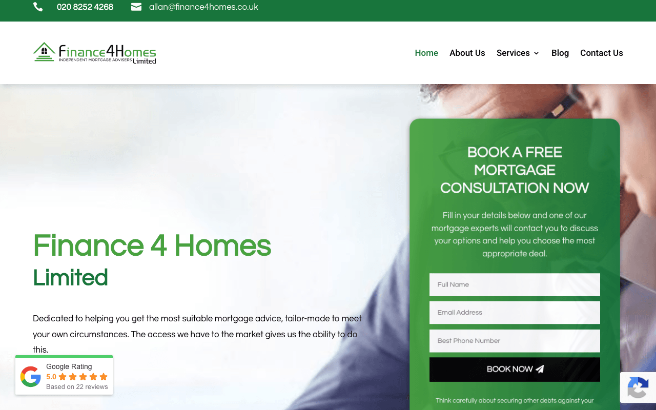 Finance 4 Homes Limited website preview