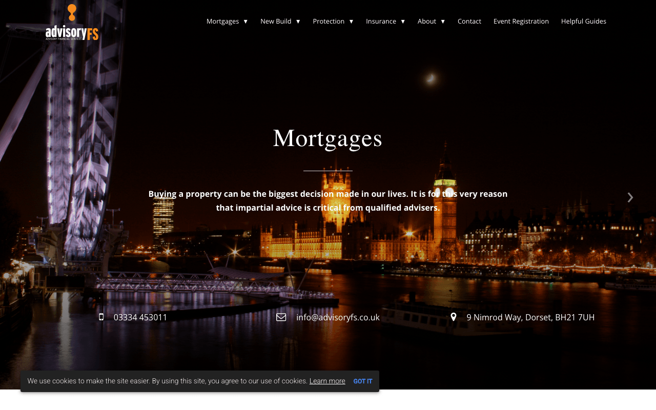 Advisory Financial Services website preview