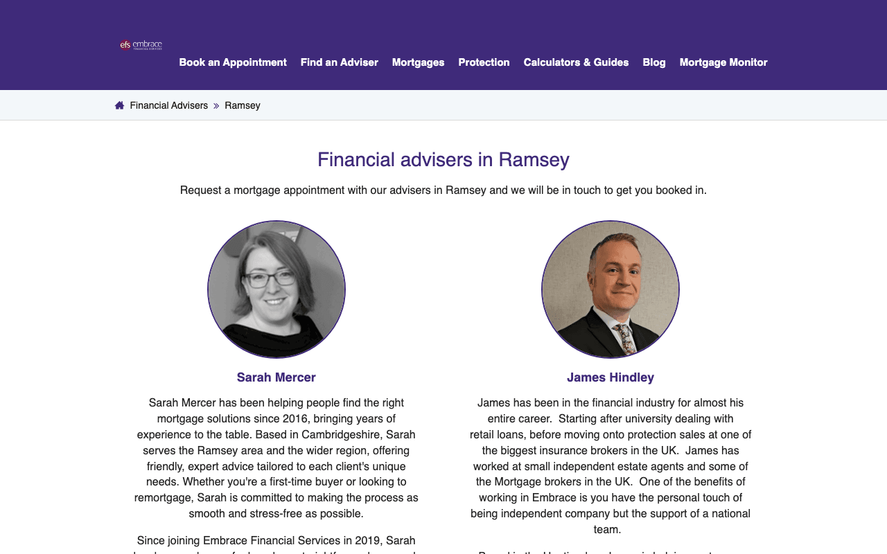 Embrace Financial Services - Ramsey website preview