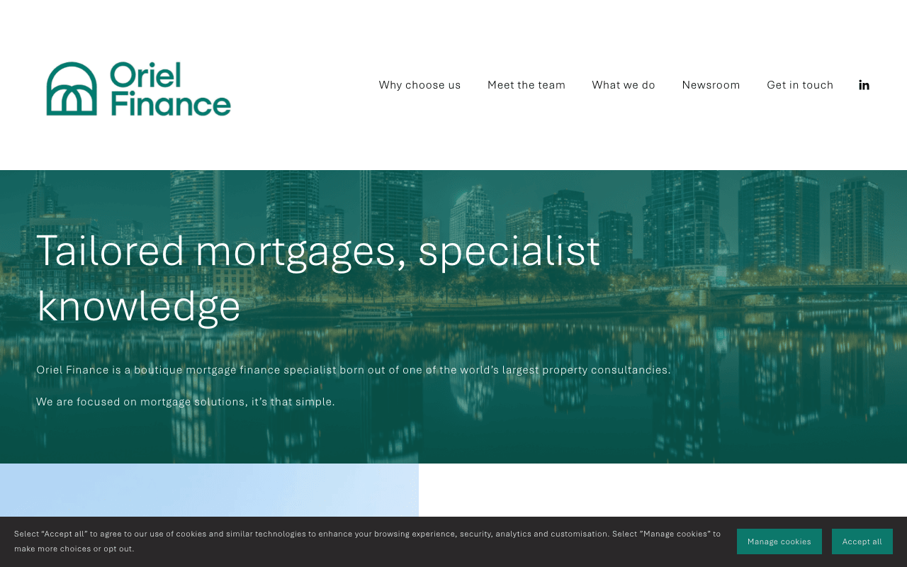 Oriel Finance website preview