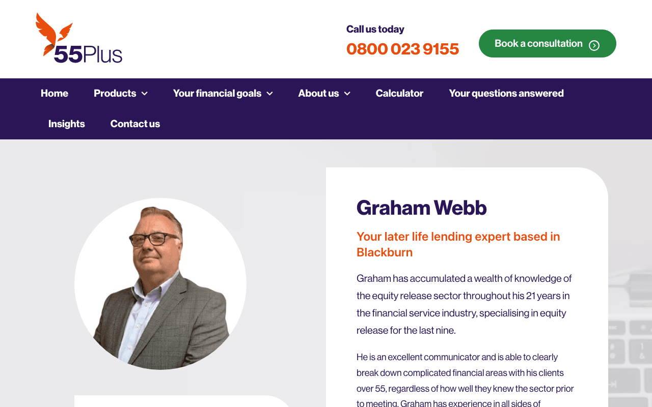55Plus Equity Release website preview