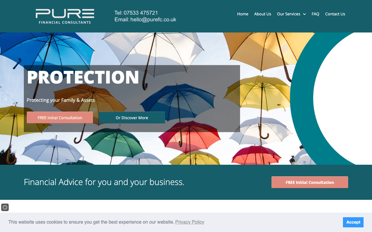 Pure Financial Consultants Ltd website preview