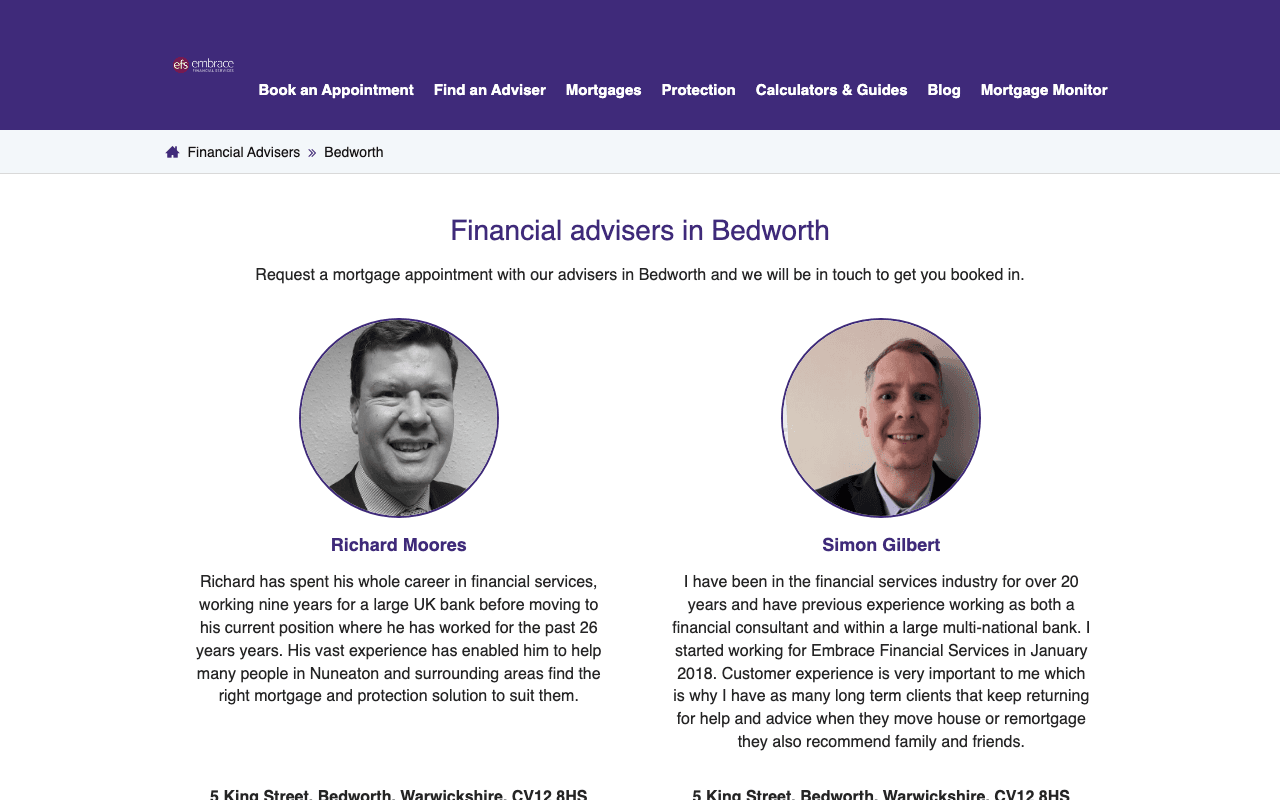 Embrace Financial Services - Bedworth website preview
