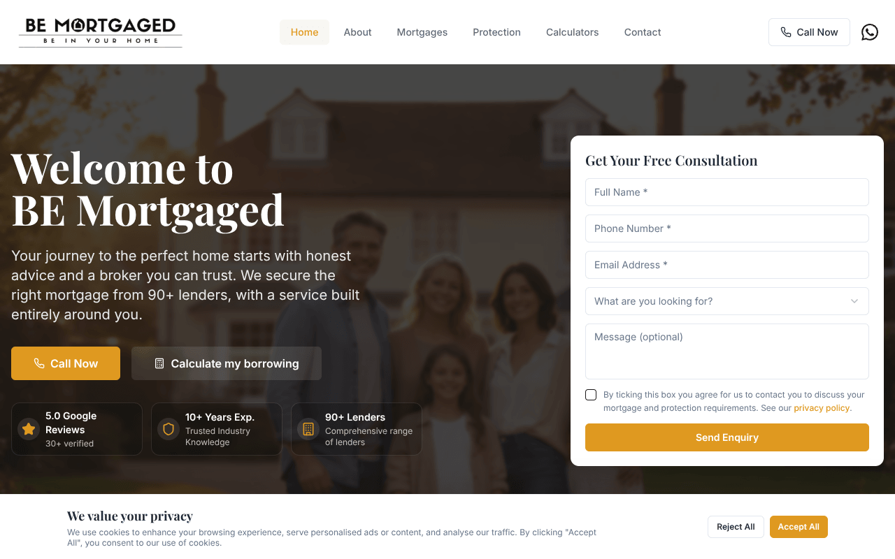 BE Mortgaged website preview