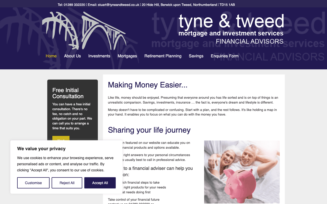 Tyne & Tweed Mortgage & Investment Services website preview