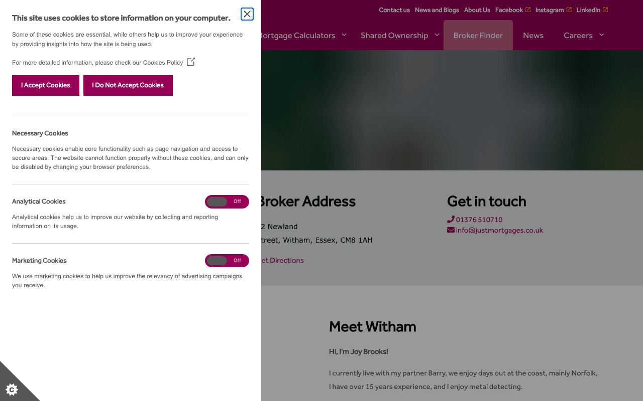 Just Mortgages Witham website preview