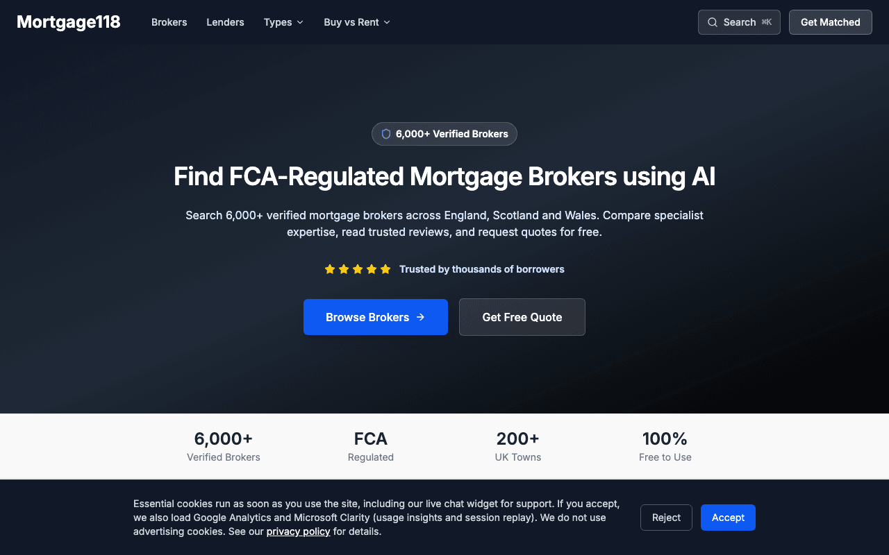 Mortgage118 Admin Demo Listing website preview