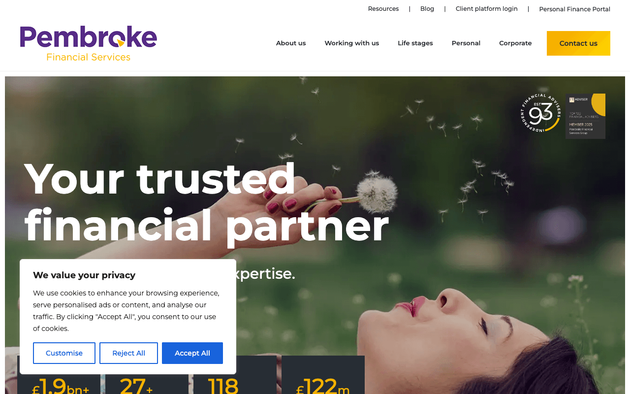 Pembroke Financial Services (Uckfield) website preview