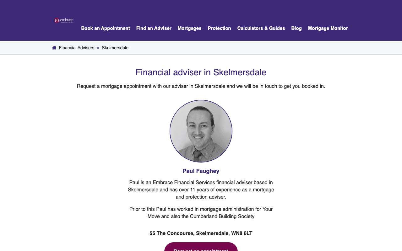 Embrace Financial Services - Skelmersdale website preview