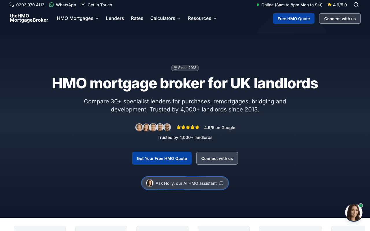 The HMO Mortgage Broker website preview