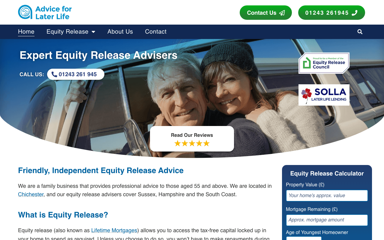 Advice for Later Life Ltd website preview