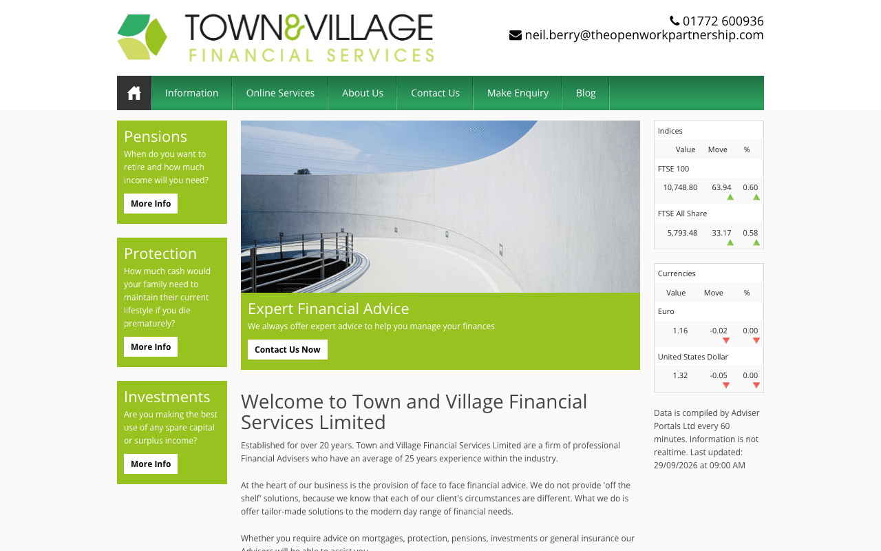 Town and Village Financial Services Limited website preview
