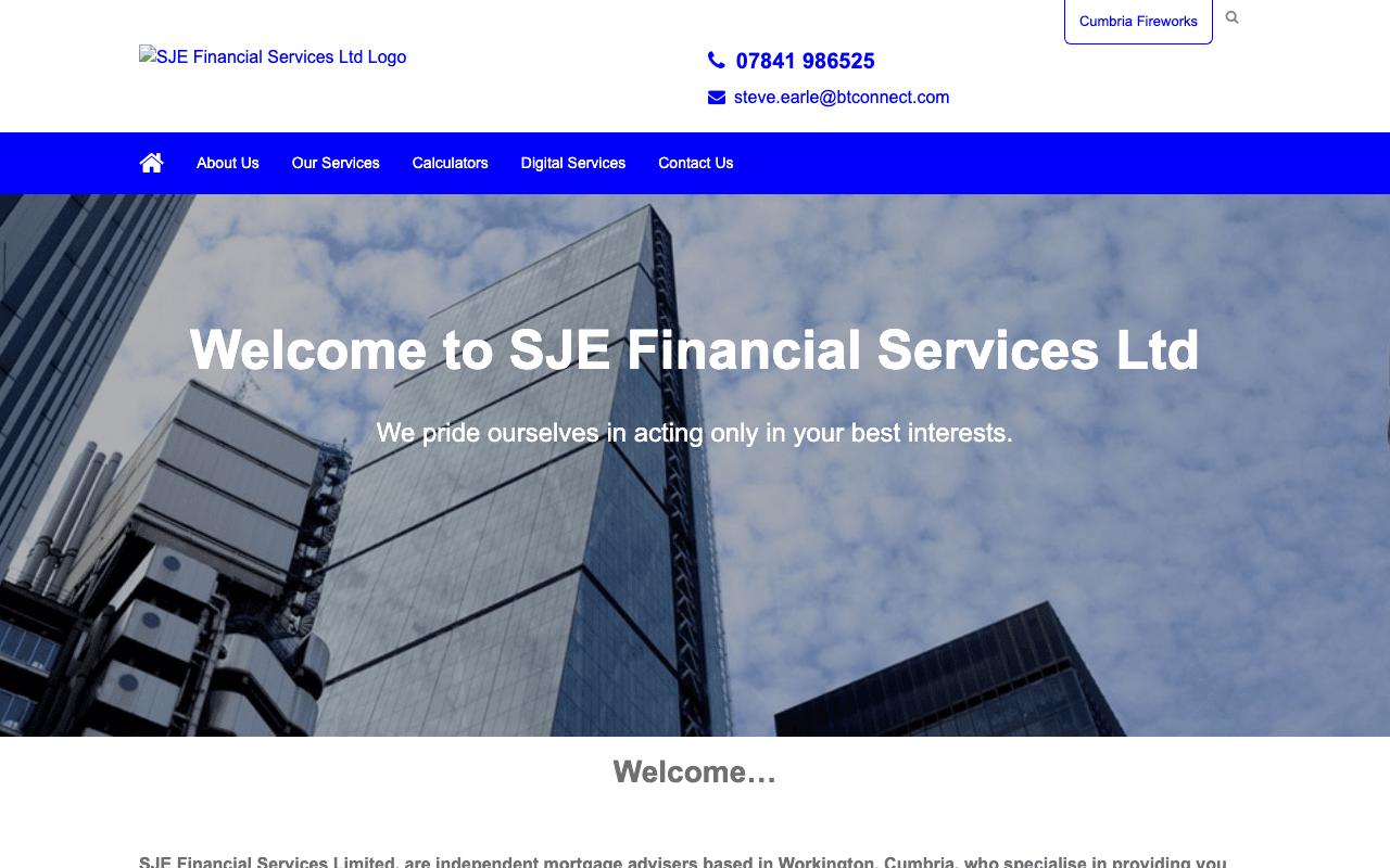 SJE Financial Services ltd website preview