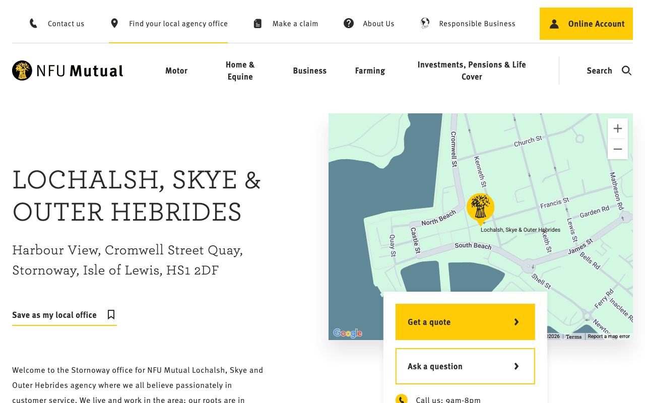 NFU Mutual Stornoway website preview