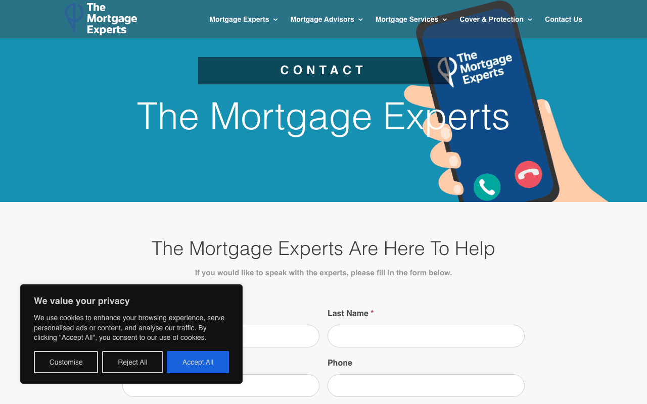 The Mortgage Experts website preview