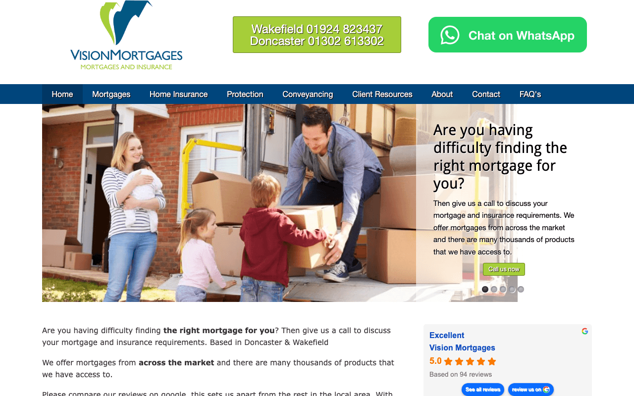 Vision Mortgages website preview