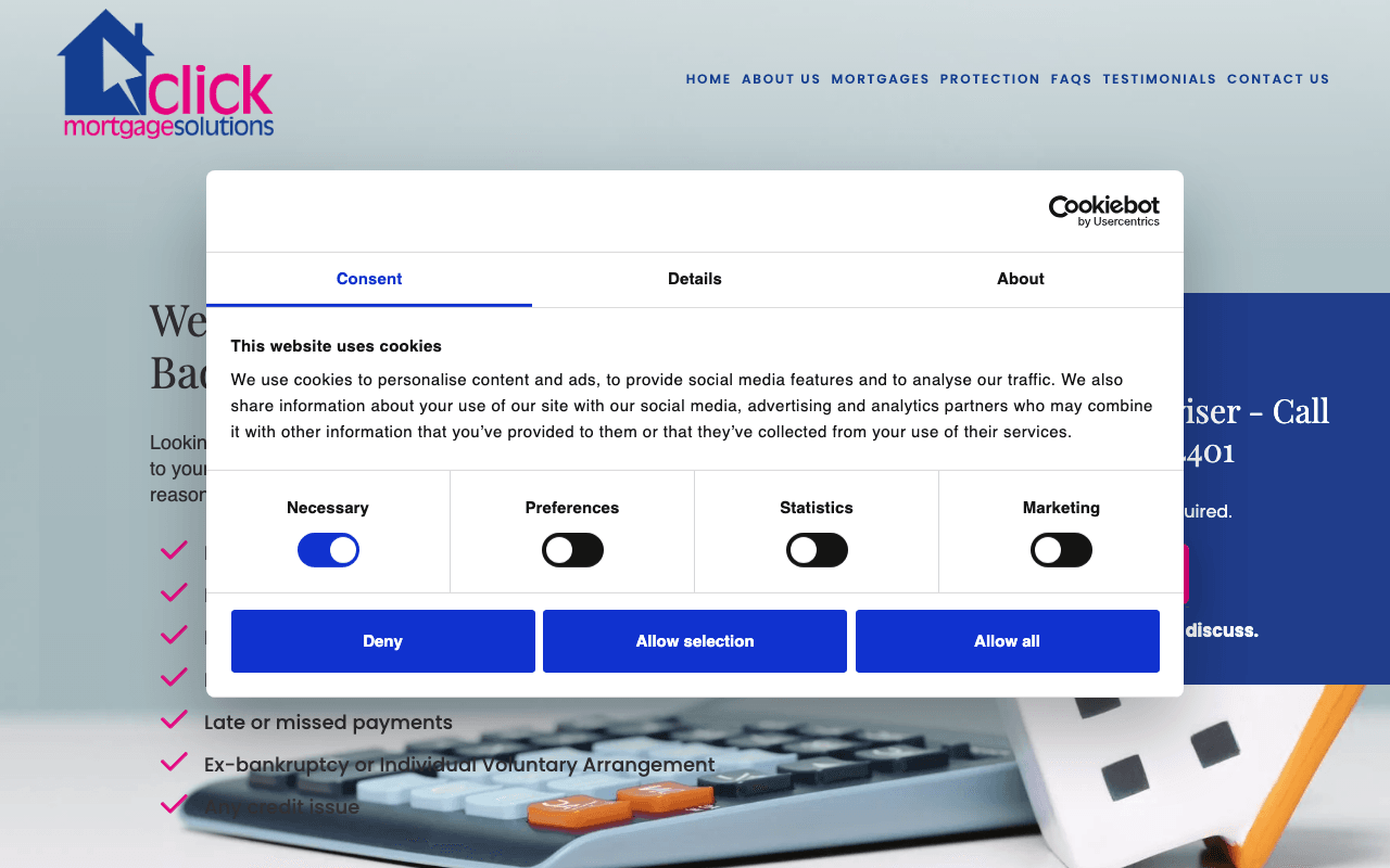 Click Mortgages website preview