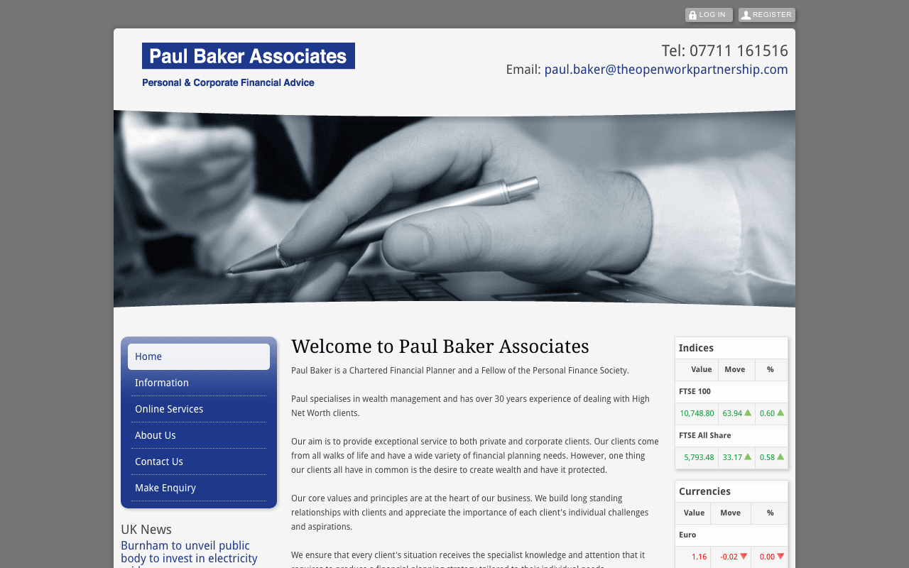 Paul Baker Associates website preview