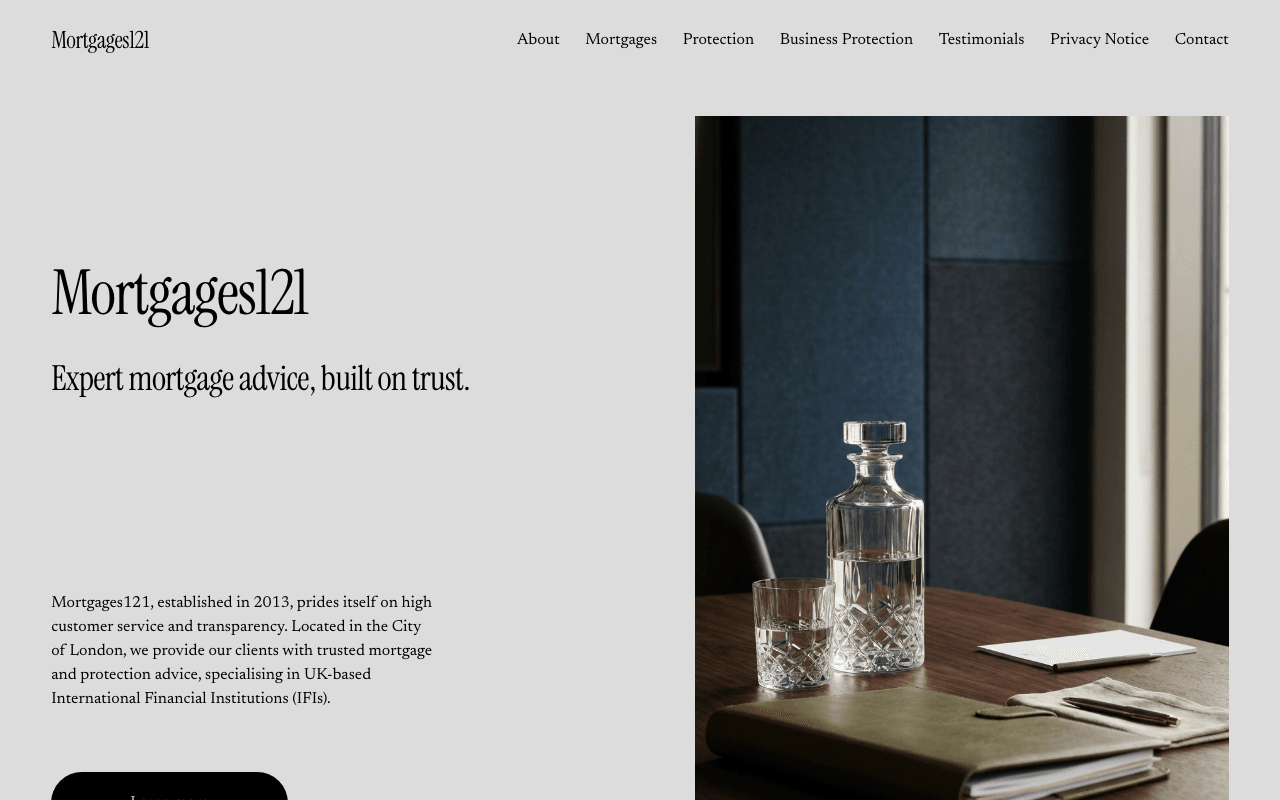 Mortgages121 website preview
