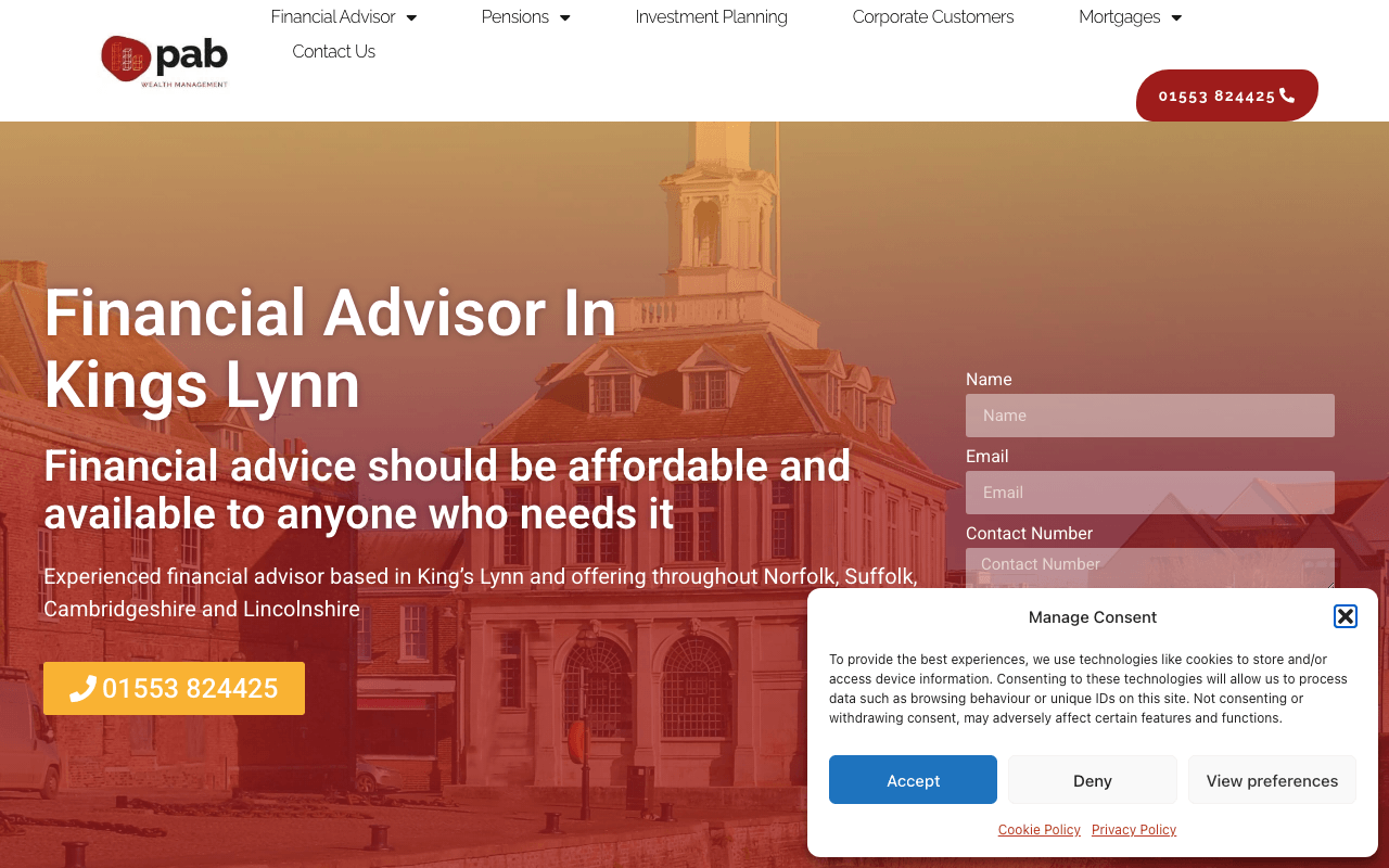 PAB Wealth Management website preview