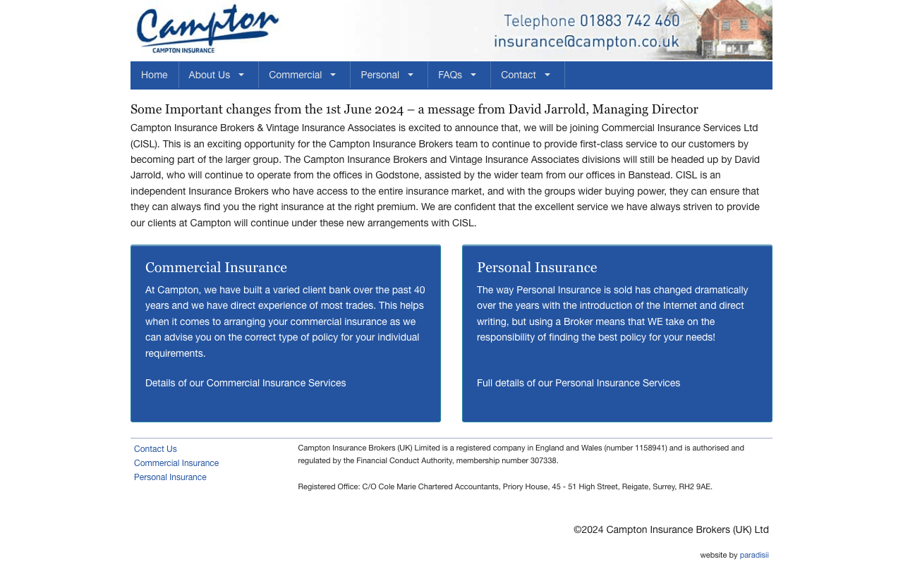 Campton (Financial Services) Ltd website preview