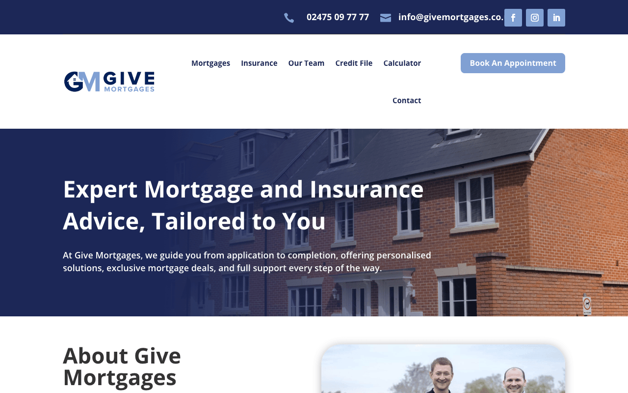 Sade Give Mortgages website preview