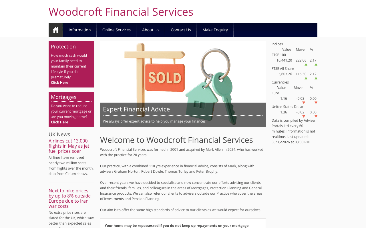 Woodcroft Financial Services website preview