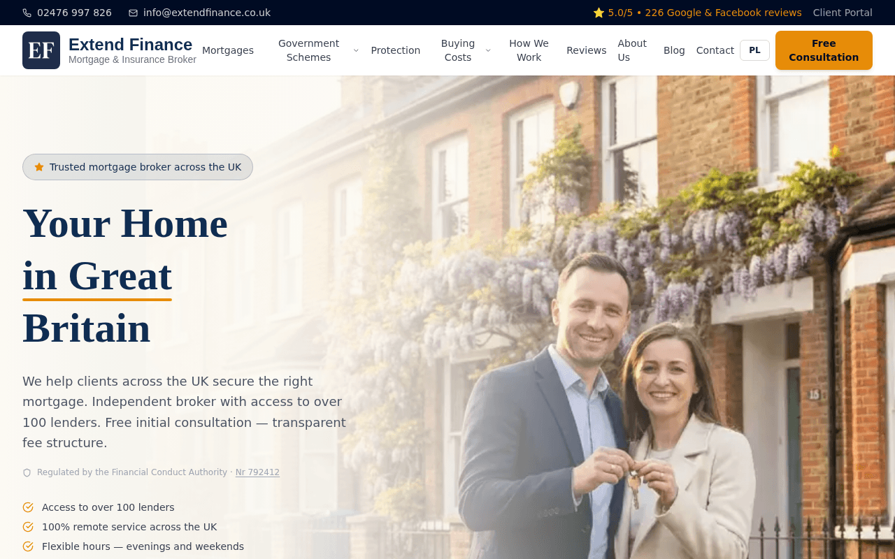 Extend Finance website preview