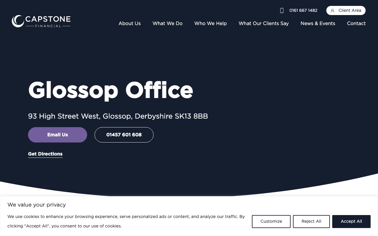Capstone Financial - Glossop Office website preview