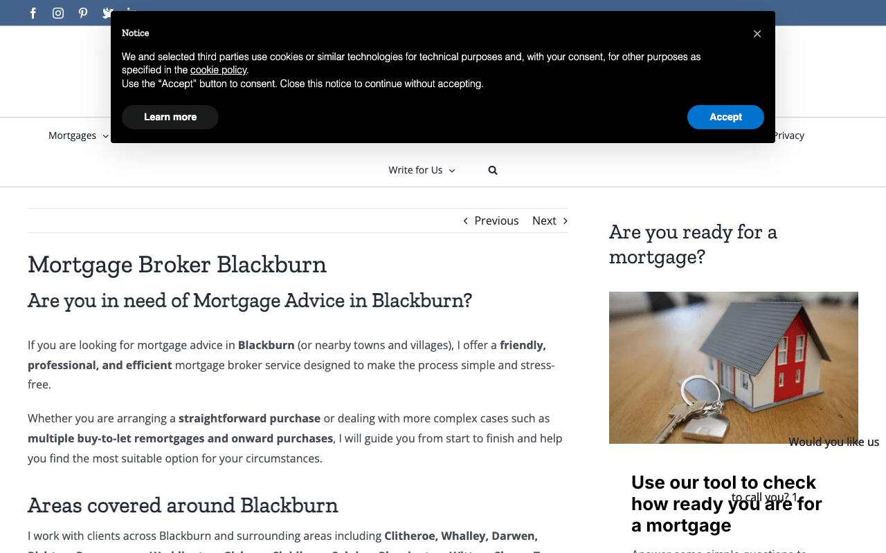 Blackburn Mortgage Broker website preview