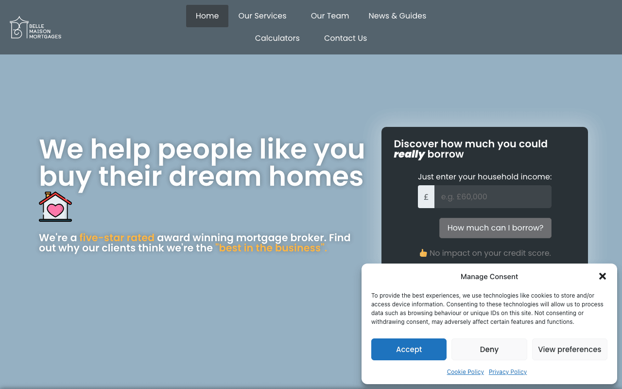 Belle Maison Mortgages website preview