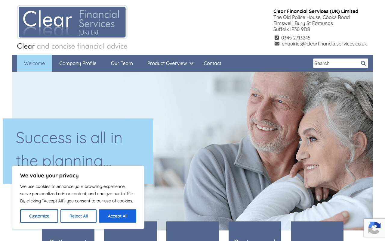 Clear Financial Services (UK) Ltd website preview