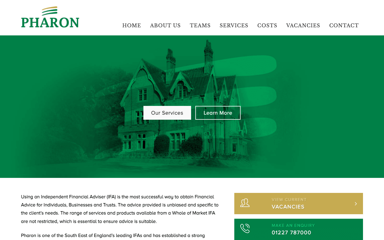 Pharon Independent Financial Advisers Ltd website preview