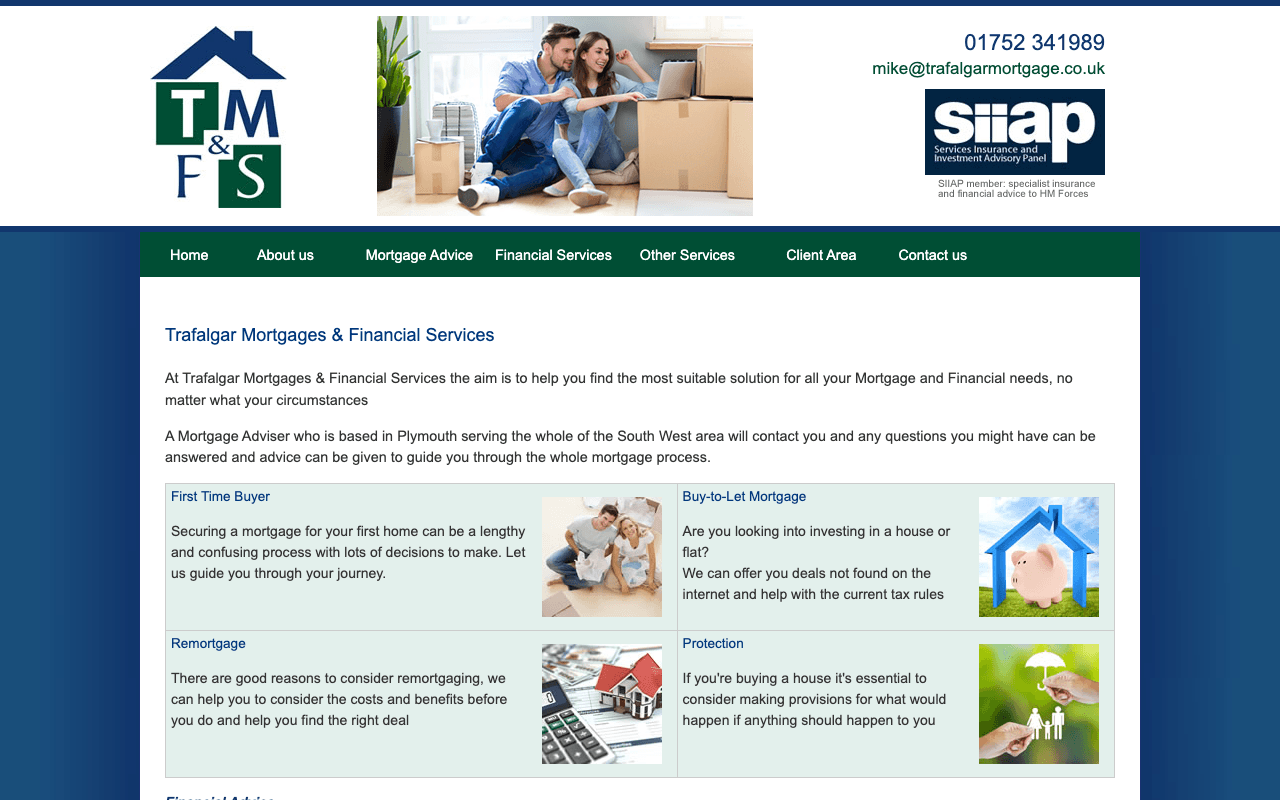 Trafalgar Mortgages & Financial Services website preview