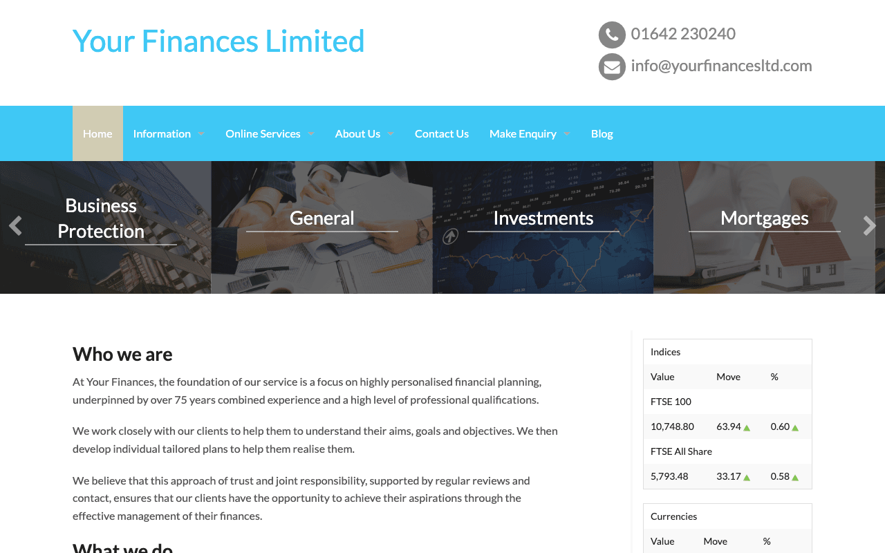 Your Finances Limited website preview
