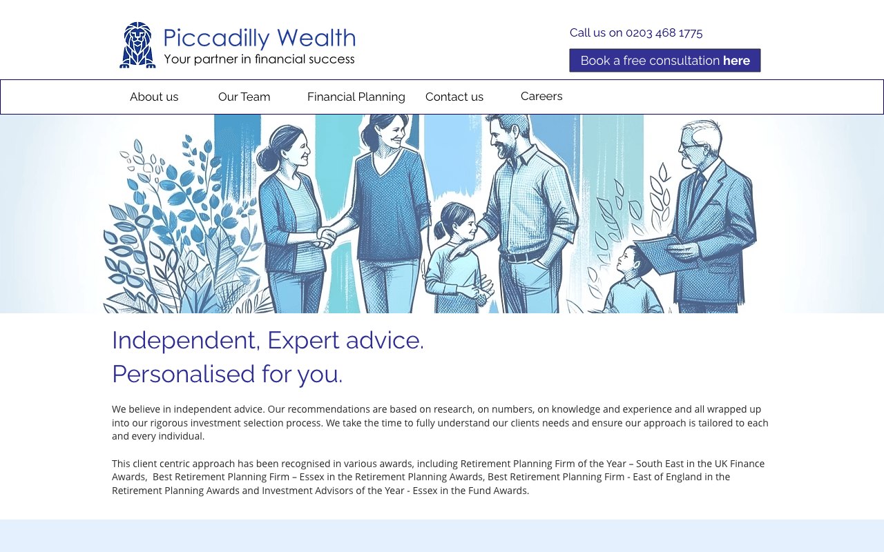 Piccadilly Wealth website preview
