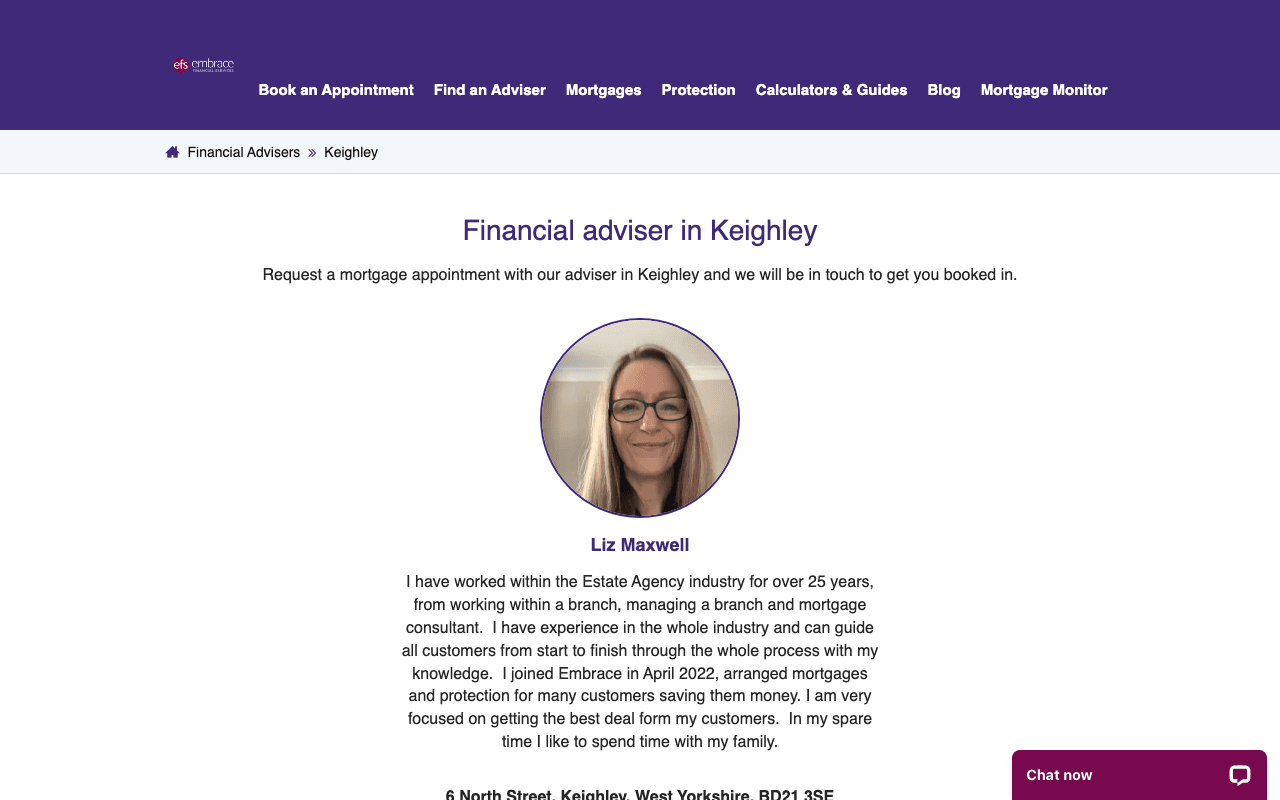 Embrace Financial Services - Keighley website preview