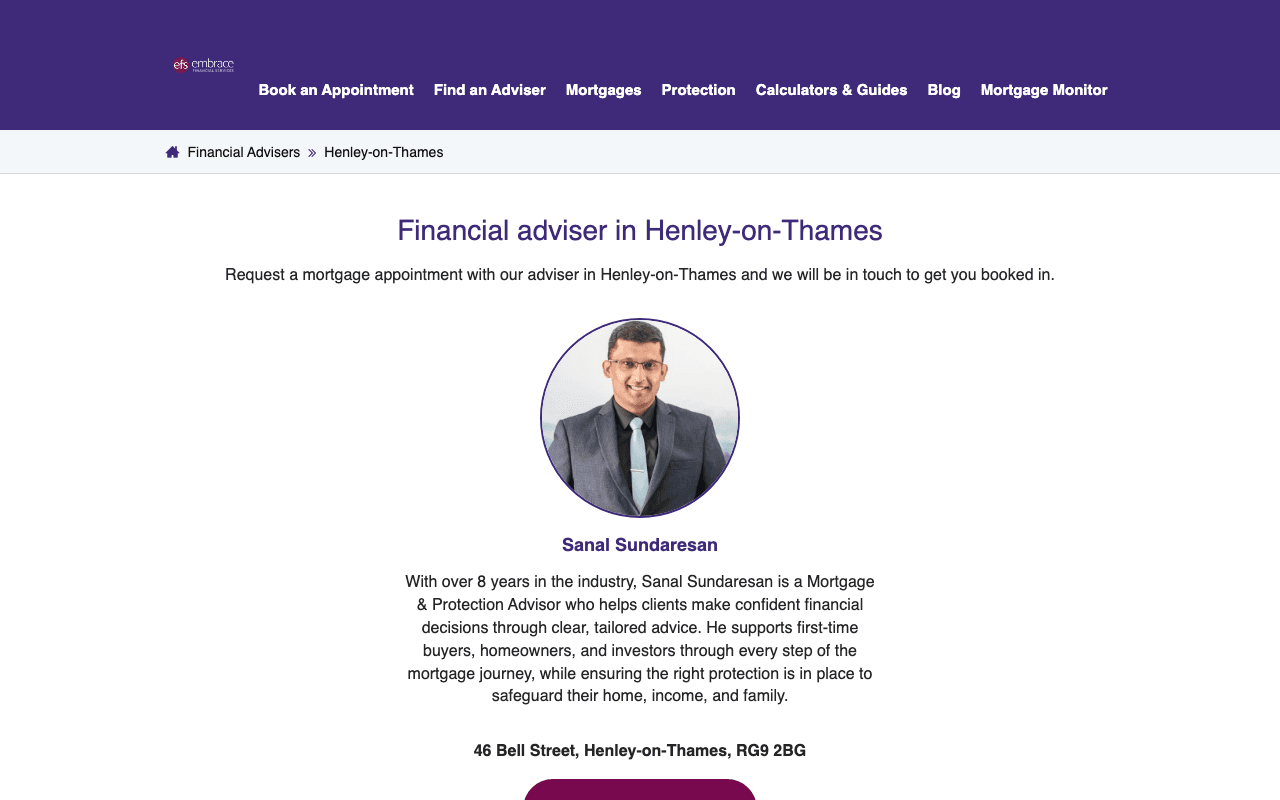 Embrace Financial Services - Henley on Thames website preview