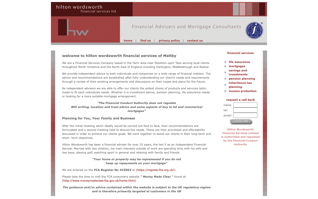 Hilton Wordsworth Financial Services Ltd website preview